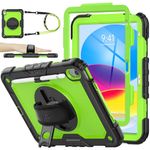 SEYMAC stock Case for iPad 10th Generation 10.9'', Full-Body Shockproof Case with Screen Protector Pencil Holder [360° Rotating Hand Strap] & Stand, Case for iPad 2022 10.9 inch, Green