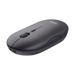 Trust Puck Wireless Mouse, Bluetooth or 2.4 GHz with USB Mini-Receiver, Rechargeable Battery, Silent Clicks, DPI Button, Light Computer Mouse for Laptop, PC, Mac, Chromebook - Black