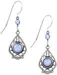 Silver-tone Blue Filigree Lace Agate Drop Earrings & Bead on Surgical Steel Ear Wires Silver Forest