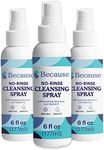 Because No Rinse Incontinence Cleansing Spray - Hydrating Formula, pH Balanced, Paraben-Free, Infused with Nourishing Aloe Vera, Chamomile, and Vitamin E - Non-Drying, 6 fl oz, 3-Pack