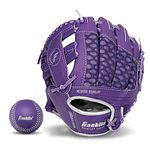 Franklin Sports Teeball Glove and Ball Set - Meshtek Teeball Glove and Foam Baseball - Purple/Silver - 9.5" Left Hand Throw, Purple/Chrome, (Model: 22809L)