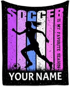 Personalized Soccer Blanket for Girls, Soccer Gifts for Women Teen, Custom Name Blankets Gift for Team Players, 60"x80" Soft Cozy Warm Throw for Outdoor, Sport Room Decor