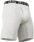 SHEATH V Bamboo Rayon Titan Men's 8" Sports Performance Boxer Brief - Heather Gray - 3X 48-50" | Dual Pouch, Athletic Fit