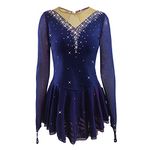 LIUHUO Girls' Ice Figure Skating Dress Stretch Mesh Diamond Hook Sleeves Four Colors