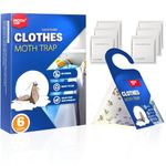 【𝐇𝐢𝐠𝐡𝐥𝐲 𝐄𝐟𝐟𝐞𝐜𝐭𝐢𝐯𝐞】 Clothes Moth Traps with Extra Strength Pheromone Attractant -NonToxic Sticky Glue for Closet and Carpets Bearing Webbing Moths, 6 Pack