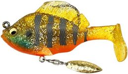 2/3oz Pulse Tail Bluegill Soft Plastic Bait Jig,Freshwater and Saltwater Fishing Lures for Bass Fishing Gear. (Gold)