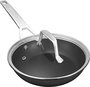 MsMk 8 inch Small Frying Pan with Lid, Burnt also Non stick Omelette pan, PFOA Free Non-Toxic, Scratch-resistant, for gas, electric and induction