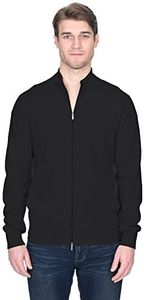 State Fusio Merino Wool Zip Up Cardigan - Long Sleeve Sweater for Men Made with Merino Wool & Sourced from Inner Mongolia Goats - Soft, Lightweight & Versatile Mens Sweater (Black Out, Medium)