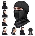 RSVOM Balaclava for Men, Black Windproof Full Face Covering Bike Motorcycle Ski Balaclavas, Thermal Fleece Liner Multifunctional Headwear Neck Warmer Scarf Mens Winter Hat Skiing Cycling Snood