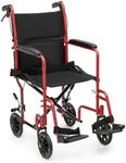 monicare Lightweight Wheelchair for Adults, with Locking Hand Brakes, 8 Inch Rear Wheels and Back Folds Down User-Friendly Transport Compact 16 Inch Seat Wheel Chair, 250 lbs Weight Capacity, Red