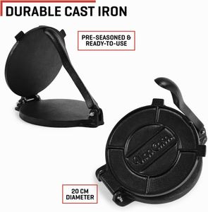 Uno Casa 8-Inch Cast Iron Tortilla Press – Heavy Duty, Non-Stick