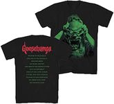 Goosebumps Mens Horror Mask Shirt Book List Front and Back Mens T-Shirt - Black - Medium