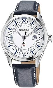 Nautica Men's Quartz Leather Strap, Blue, 20 Casual Watch (Model: NAPCRF001)