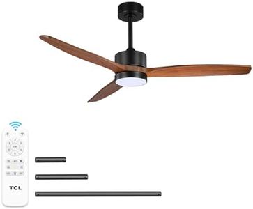 TCL Ceiling Fans with Light and Remote: 60 inch 3 Wooden Blades 3 Dimmable LED Fan for Room Indoor Modern Farmhouse Decor - 6 Speed Memory DC Reversible Fan Lights (Walnut, 60 Inch)