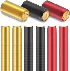 PVC Heat Shrink Capsules, 120 Pieces Wine Shrink Wrap Caps, 3 Color Wine Bottle Capsules Shrink Caps for Professional Wine Making Cellars and Home Use (Black, Red, Gold)