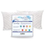 Eutony Quilted Zipped Pillow Protectors 2 Pack - Ultra Luxe, Soft & Breathable Hypoallergenic 50 x 90cm - White