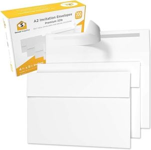 200 4 ⅜ x 5 ¾ White Invitation Envelopes - A2 - For Wedding Invites, RSVP, Greeting Cards, Photo Storage Mailing, Quarter Folded 8.5x11 Paper, 5.5 x 4 inserts - W/Peel, Press & Self Seal