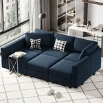 Belffin Modular Velvet Sectional Sofa with Chaise Lounge Sectional Sleeper Sofa with Storage Chaise Sofa Bed Couch for Living Room Blue