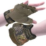 AIGEVTURE Tactical Fingerless Gloves for Motorbike Motorcycle Cycling Climbing Hiking Hunting Fingerless Work Gloves Impact Reducing Palm Padded Gloves,TPR Protector Camouflage Color X-Large