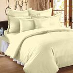 Trance Home Linen Zippered 100% Cotton 200TC Satin Stripe King Size Duvet Cover Quilt Cover Blanket Cover Razia Comforter Cover with 2 Pillow Covers (102 x 110 inch, Light Ivory Cream)