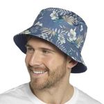 IUEG Mens Women Unisex Double Sided Reversible Bucket Sun Protection Fisherman Hat Wide Beach Caps (UK, Alpha, L, XL, Leaves Print)