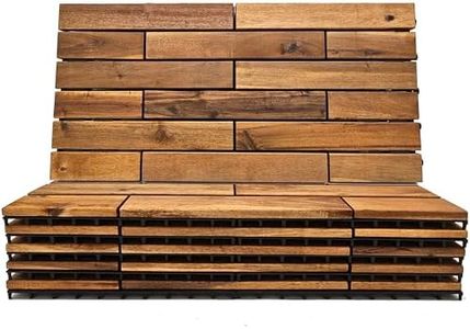 Interlocking Deck Tiles 24 x 12 Long Boards Snap Together Wood Flooring - Acacia Hardwood Outdoor Flooring for Patio - Floor Decking Tile, Waterproof Balcony Flooring 12 Sq Ft (1 Pack (6 Pieces))