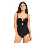 Haute Sauce Polyester Solid Black Strappy Swimsuit for Women | Black Color | Beachwear | Women's Clothing | Western | Swimwear | Swimming Costume for Ladies | Bikini | Beach Dress | Stylish