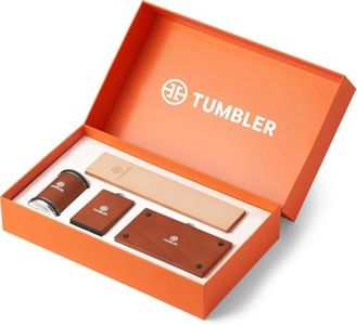 Tumbler Rolling Knife Sharpener Starter Set - Knife Sharpening Made Easy - Rolling Knife Sharpening System with Magnetic Knife Holder, Protective Stand & Leather Strop
