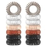 12 Pcs Spiral Hair Ties, MultiColor Hair Bands No Crease Phone Cord Hair Ties, No Damage Waterproof Plastic Spiral Ponytail Holder Hair Bands for Women Girls Hair Bobbles Accessories