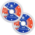 BRSCHNITT Diamond Blade for Concrete Masonry,2pcs 4-1/2 Inch (115mm) with Arbor 7/8" Dry/Wet Continuous Rim Diamond Cutting Disc for Granite Marble Stone Hard Concrete Reinforced Concrete