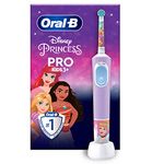 Oral-B Pro Kids Electric Toothbrush, Christmas Gifts For Kids, 1 Toothbrush Head, x4 Disney Princess Stickers, 2 Modes with Kid-Friendly Sensitive Mode, For Ages 3+, 2 Pin UK Plug, Purple