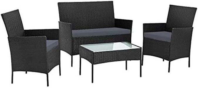 Gardeon 4 Seater Outdoor Sofa Set Wicker Setting Table Chair Furniture Black