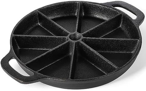 WUWEOT Cast Iron Wedge Pan, Non stick Round Corn Bread Skillet, Black 8-edges Biscuit Pans with Double Handles for Scones, Corn Stick Pan, Muffins, Cup Cakes and Brownies