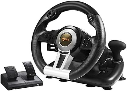 PXN PC Racing Wheel, V3II 180 Degree Universal Usb Car Sim Race Steering Wheel with Pedals for PS3, PS4, Xbox One, Xbox Series X/S, Nintendo Switch (Black)