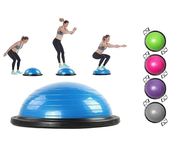4beauty Therapy Half Balance Ball for Exercise with Resistance Bands and Foot Pump, Inflatable Yoga Bosu Ball for Home Gym Workouts (48cm)
