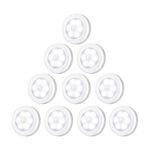 Criacr Motion Sensor Light, 10 Pack Stick-on Under Cabinet Lights with Removable Magnet, Battey Powered Cordless Closet Lights, Auto On/Off, for Wardrobe, Closet, Hallway, Kitchen, Stairs (White)