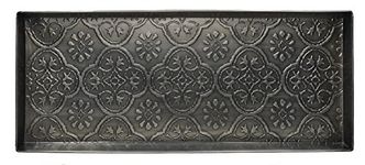 HF by LT Medallion Pattern Metal Boot-Tray, 30 x 13 inches, Zinc Finish