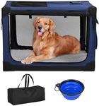 Kidken Dog Crate, 35 Inch Collapsible Dog Crate, Extra Large Dog Travel Crates for Large and Medium Dogs, Foldable Pet Crate Car Dog Carrier Soft Pet Cage (XL: 90x64x64cm)