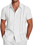 COOFANDY Men's Cuban Guayabera Shirt Short Sleeve Button Down Shirts Casual Summer Beach Linen Shirts