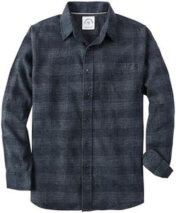 Dubinik®Mens Flannel Shirts Long Sleeve Flannel Shirt for Men Plaid Pockets Soft Casual 100% Cotton Button Down Regular Fit Grey Black