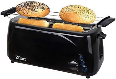 Zilan, Grille-pain à fente longue, 4 tranches de Toastautomatique, XXL, 5 niveaux de rôtissage, accessoire de pain, fonction décongélation, tiroir ramasse-miettes