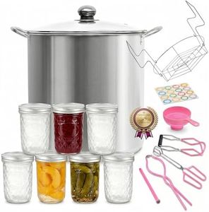 Canning Pot Water Bath Canner with Rack and Lid, 21.5QT Stainless Steel Stock Pot, Canning Supplies Starter Kit with Mason Jars, Tongs, Full Canning Accessories & Canning Tools Set for Beginners