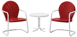 Crosley Griffith 3 Piece Metal Outdoor Conversation Seating Set - Two Chairs with Side Table Red