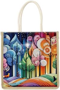 DIY Diamond Painting Canvas Tote Bag with Fantasy Forest Design, Artistic Diamond Art Handbag for Adults, Reusable Crystal Art Storage Bags with Handles, Portable Storage Bag for Woman Man