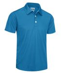 TACVASEN Men's Breathable Polo Shirts Quick Dry Casual Work Golf Shirt with Button Blue Green