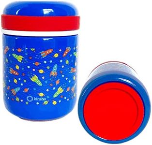 Thermo for Hot Food, Kids Lunch Insulated Stainless Steel Wide Mouth Jar, Boys Soup Container, Toddlers Day Care Pre-School, Leakproof Easy Grip Thermal Vacuum Seal 10 oz 300 ML (Red Blue Rockets)