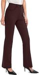 Rammus 28"/30"/32"/34" Women's Yoga Dress Pants Stretch Work Business Casual Slacks for Women Bootcut Office Trousers Brown 2XL