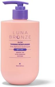 Luna Bronze Glow Gradual Self Tanning Moisturizing Lotion | Ultra Hydrating, Natural Looking Sunless Tan | Soothing Natural & Organic Ingredients | Infused with Rosehip & Jojoba Oil (15.2 fl. oz)