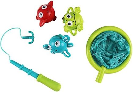 Hape E0214 Double Fun Fishing Set Bath Toy | Jumping Sea Creatures with Net & Detachable Fishing Pole Handle