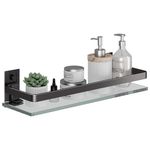 Danpoo Clear Tempered Glass Wall Shelf, Wall-Mounted Organizer for Bathroom, Kitchen(Matte Black)